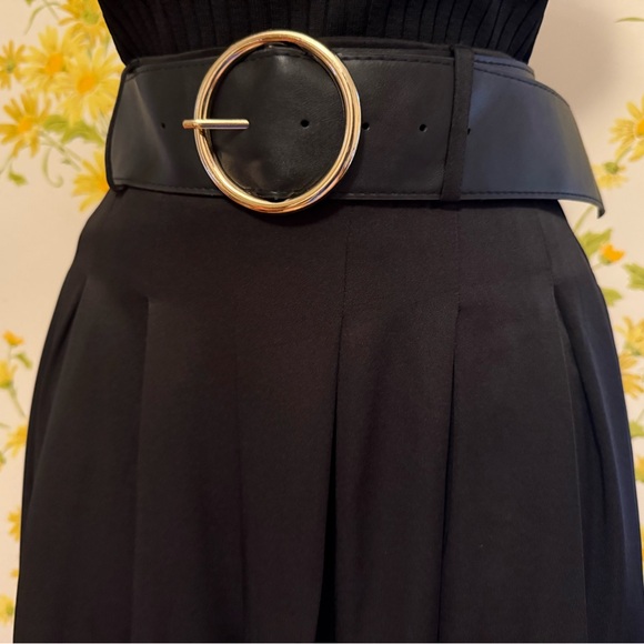 NWT Black high waisted belted Wide Leg trousers size M - Picture 2 of 13